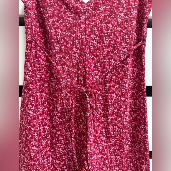RUE 21 Vintage Y2K Pink Red Floral Cap Puff Sleeve Midi Dress Size Small - Picture 5 of 14